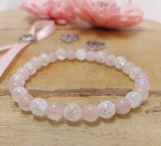 Bracelet Quartz rose et cristal de roche