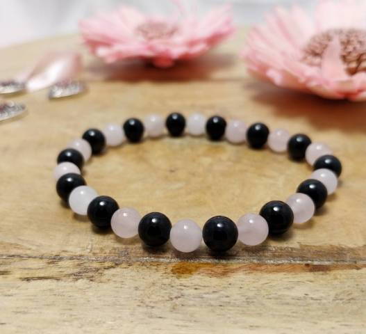 Bracelet Quartz rose et tourmaline